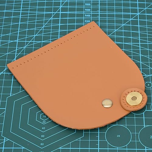 Miniatura 4 de Zerodis Accesorios de costura de cuero DIY, bolsa Flip Cover Split cuero hebilla magnética oval monedero inferior para ganchillo 5.0x5.4 in