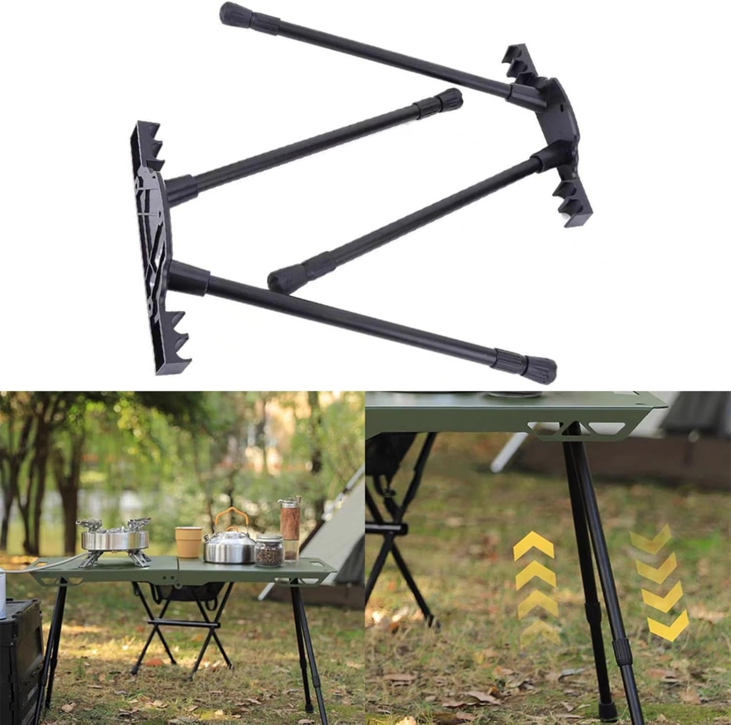 Outdoor Camping Folding Table Legs, Retractable Adjustable 43-62cm Telescoping Furniture Leg for DIY Tables, Black, 1 Pair