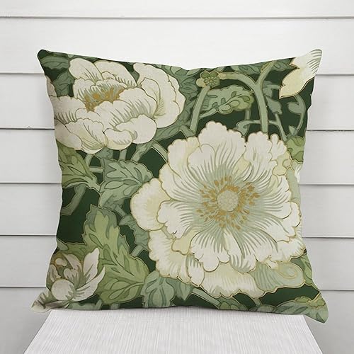 Miniatura 2 de Funda de almohada de 20 x 20 pulgadas, color gris, morado, verde, chinoiserie, funda de cojín floral de inspiración asiática, funda de almohada