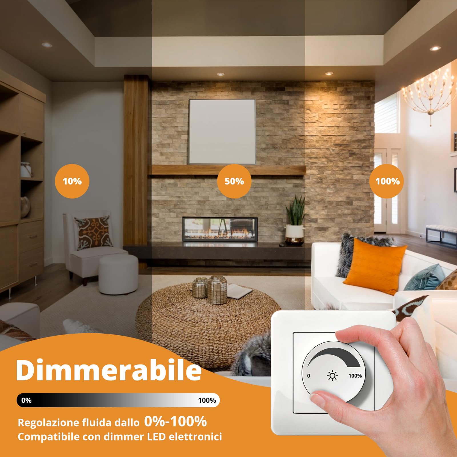 wowatt 10x Faretti LED da Incasso per Cartongesso Dimmerabili 5.5W 600LM | Luce Calda 2800K Faretti LED Soffitto Incasso Orientabili Metallo, IP44 Faretto Ultrasottili Foro 68mm para Bagno