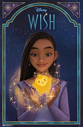 Miniatura 74 de Trends International Disney Wish - Póster de pared de Asha & Star, 22.4 pulgadas de largo x 14.7 pulgadas, versión enmarcada en oro