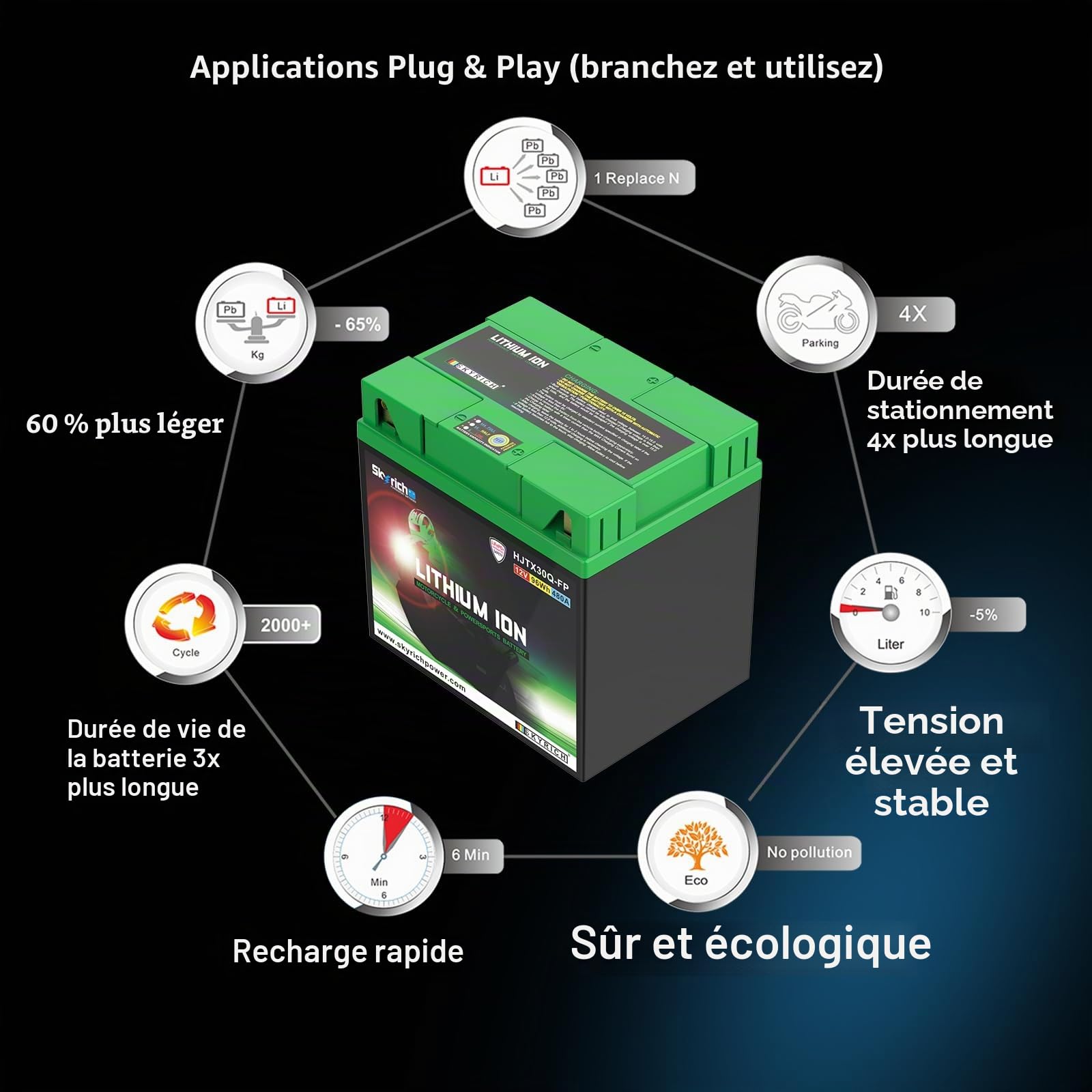 Batterie Skyrich Lithium HJTX30Q-FP
