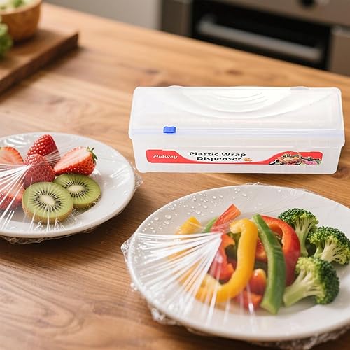 Miniatura 7 de Dispensador de plástico con cortador, dispensador de envoltura adhesiva con cortador deslizante para película de alimentos, papel de estaño, papel