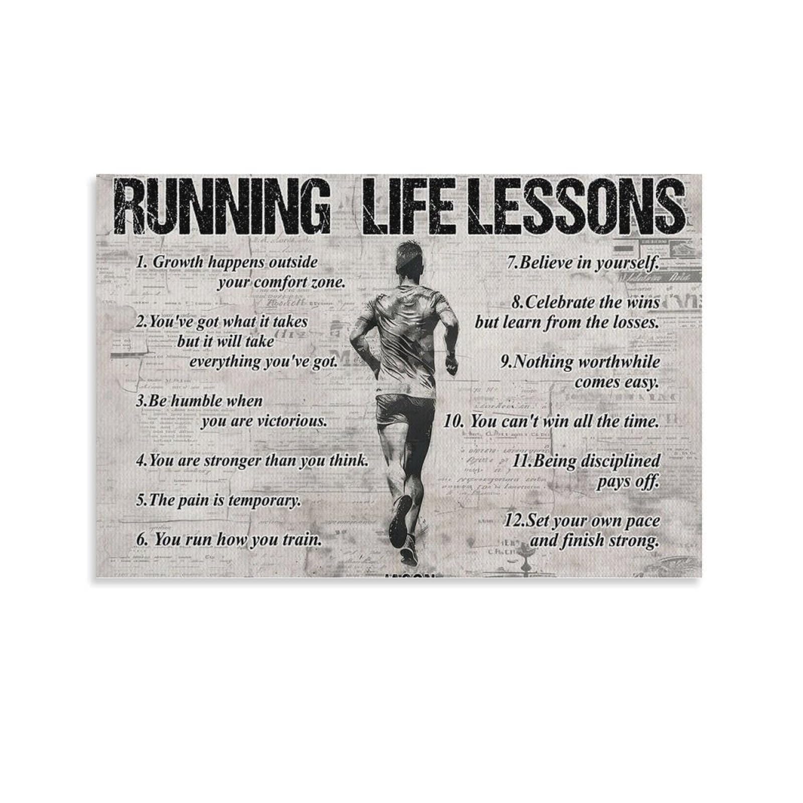 Wlqzfrwv Running Life Lessons Personalized Poster Canvas Poster Bedroom Decor Landscape Office Room Decor Gift 20X30inch(50X75cm)