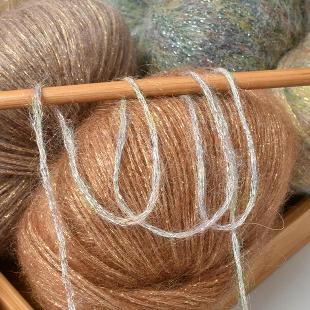 Filato 25g/Pallina Mohair Scintillante Lana Morbida Filato per Maglieria Fai da Te Fatto a Mano Maglione Scialle Cappello Uncinetto Cucito Forniture