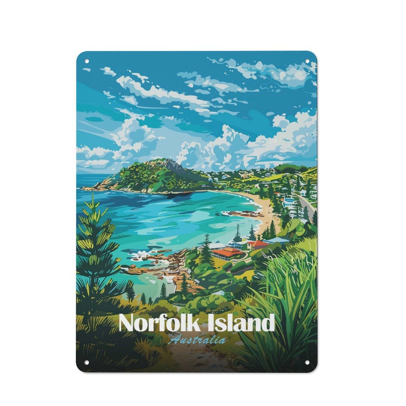 Junmoney Norfolk Island, Australia Metal Wall Sign 40X30cm Featuring For Bar Or Restaurant, For Restaurant Interior Fans