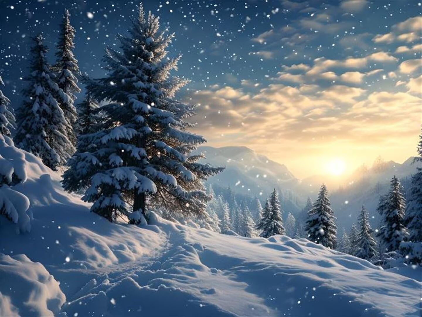 Diamond Painting Paysage de neige en hiver Peinture Diamant Adulte, Kit de Peinture Diamant 5d, Point de Croix Cristal Broderie Diamant Kit Complet, pour Murale Décoration Noël Cadeaux 150x100cm R6996
