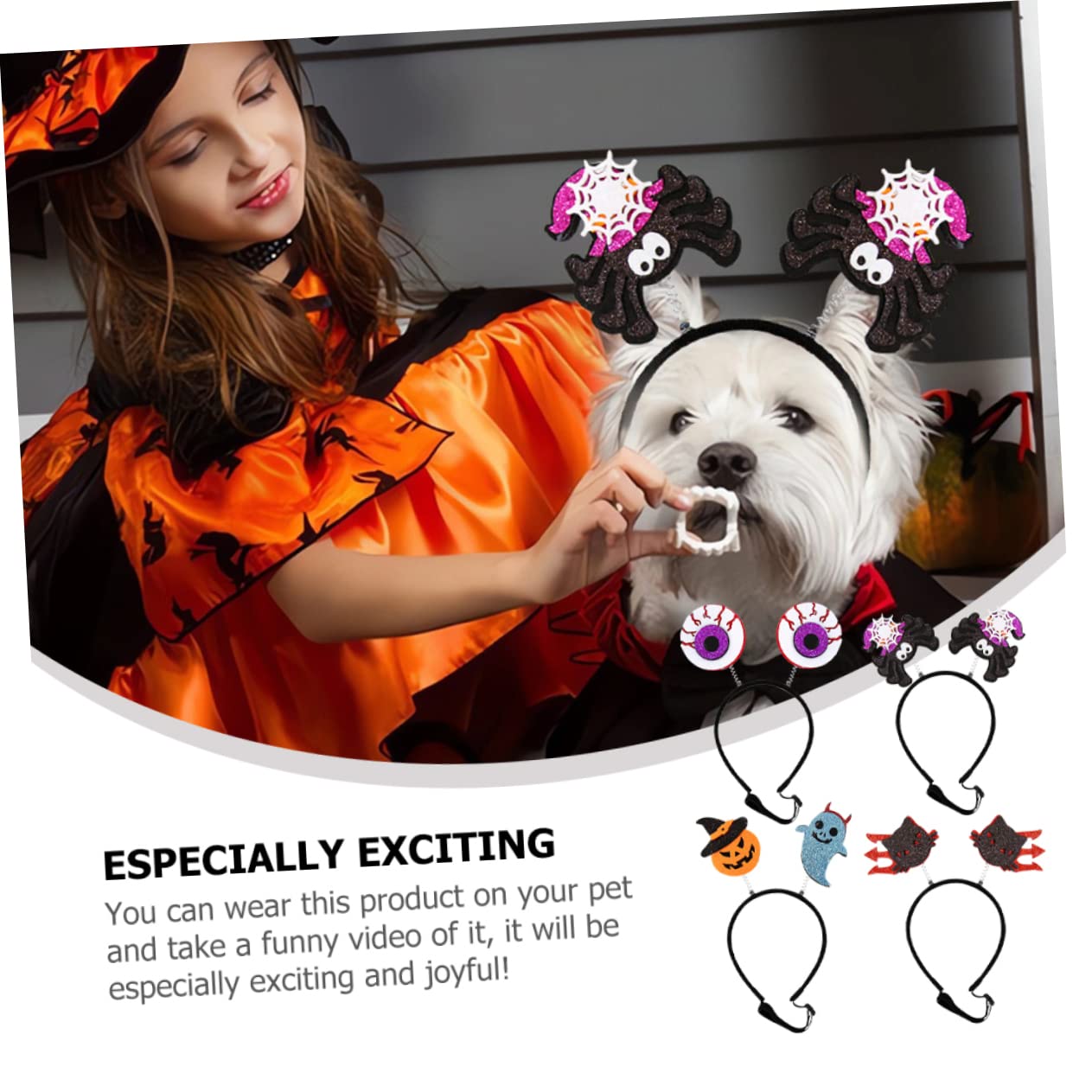 Amazon | WOONEKY 4個 ハロウィン犬カチューシャ 服装 犬