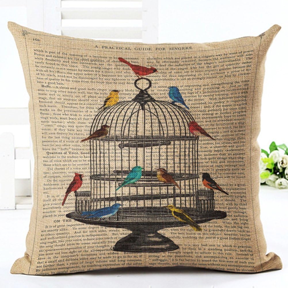 Howsley Decorative Pillow Cases Pillowcases Standard Size 18 x 18 Inch Embroidery Vintage Style Cushion Cover Pillow Case Cushion Cover for Sofa,Bed,Chair,Auto Seat,Office (#09)