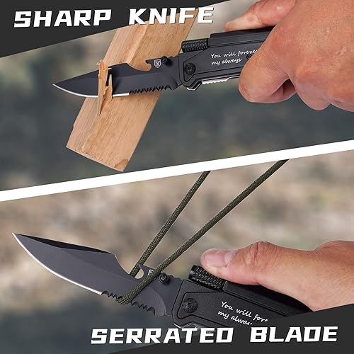 Miniatura 3 de Titorld Regalos para hombres, marido, él, cuchillo de bolsillo grabado con caja de regalo, ideas de regalo de cumpleaños de aniversario, regalo