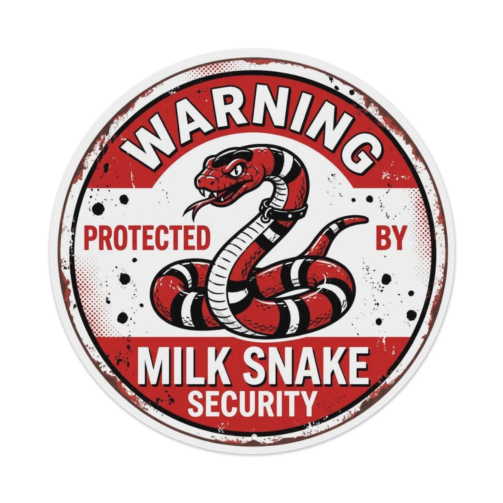 Tgrcjimh Style Metal Tin Sign Warning Protected By Milk Snake Security Vintage
