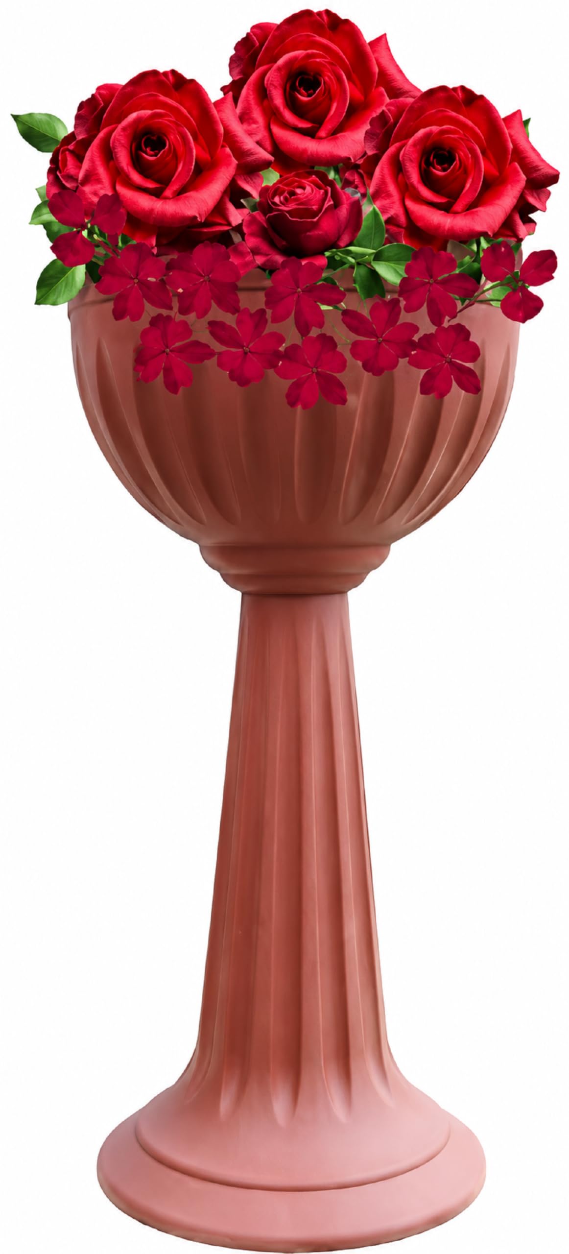 Khanary Plant Pots Urn Stand Plastic Nursery Pot Flower Planter Large Barrel Tub Outdoor Garden Tall Lightweight Weather Resistant 75cm Terracotta