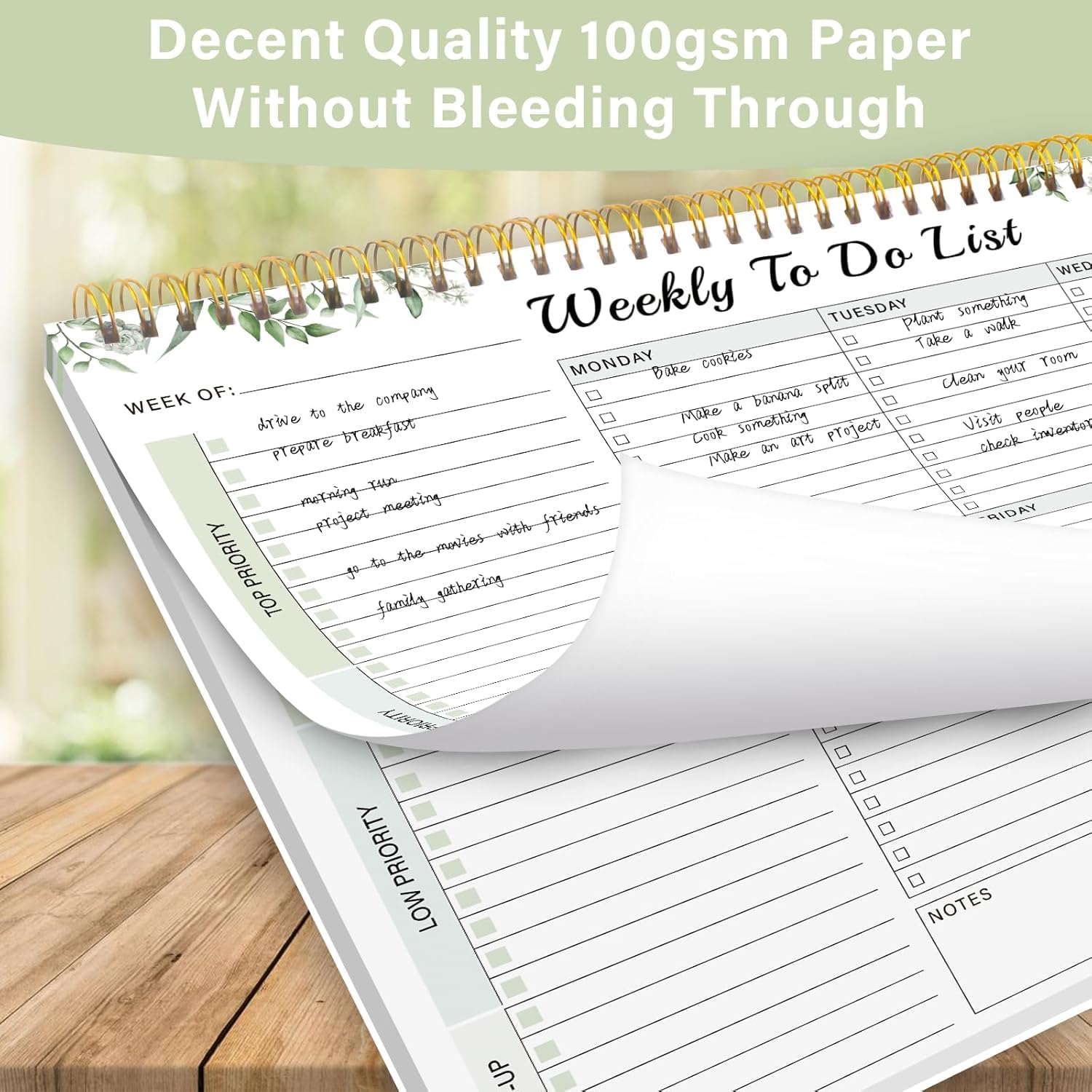 Weekly To Do List Notepad with 52 Undated Sheets(8.5"×11")- Undated Weekly Desk Planner for Women & Man, School/Office Supplies - Image 4