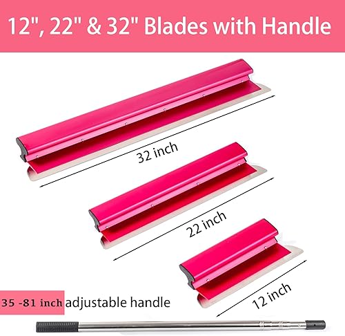 Miniatura 2 de BHTOP Herramientas para paneles de yeso con mango de extensión, cuchillas de 12, 22 y 32 pulgadas, tapas de extremo de herramientas de construcción