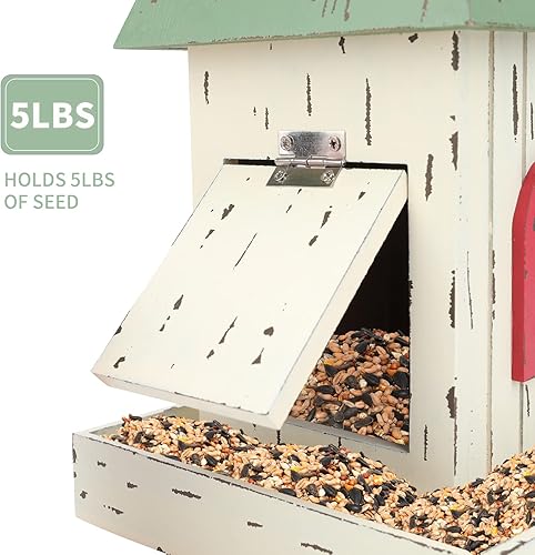 Miniatura 4 de Yinns Village - Comedero colgante de madera para pájaros con bandejas de aterrizaje, comedero de madera para pájaros silvestres, gran capacidad de 5