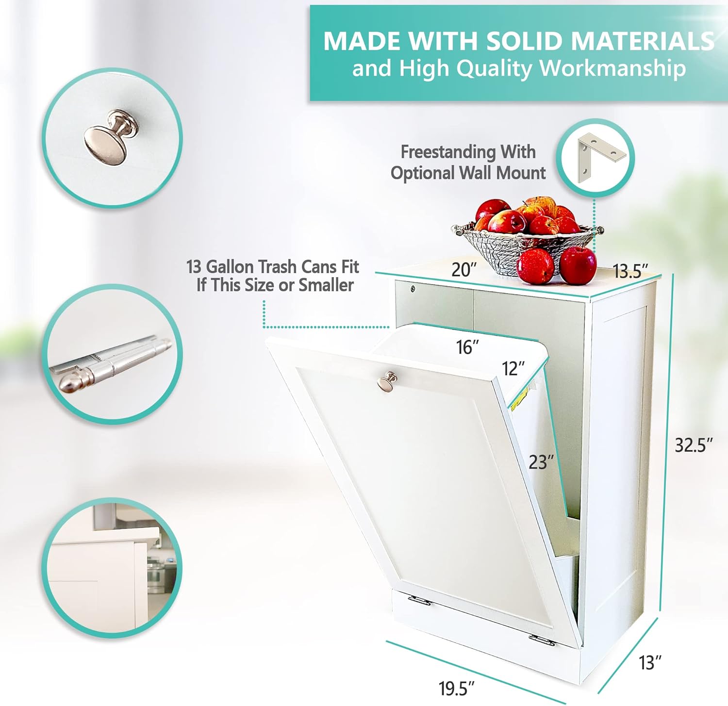 Northwood Calliger Tilt Out Trash Bin Cabinet or Laundry Hamper Solid Workmanship and New 2021 Design Cuts Assembly Time in Half! Hide Ugly Trash, add Countertop Space, Keep Pets Out!
