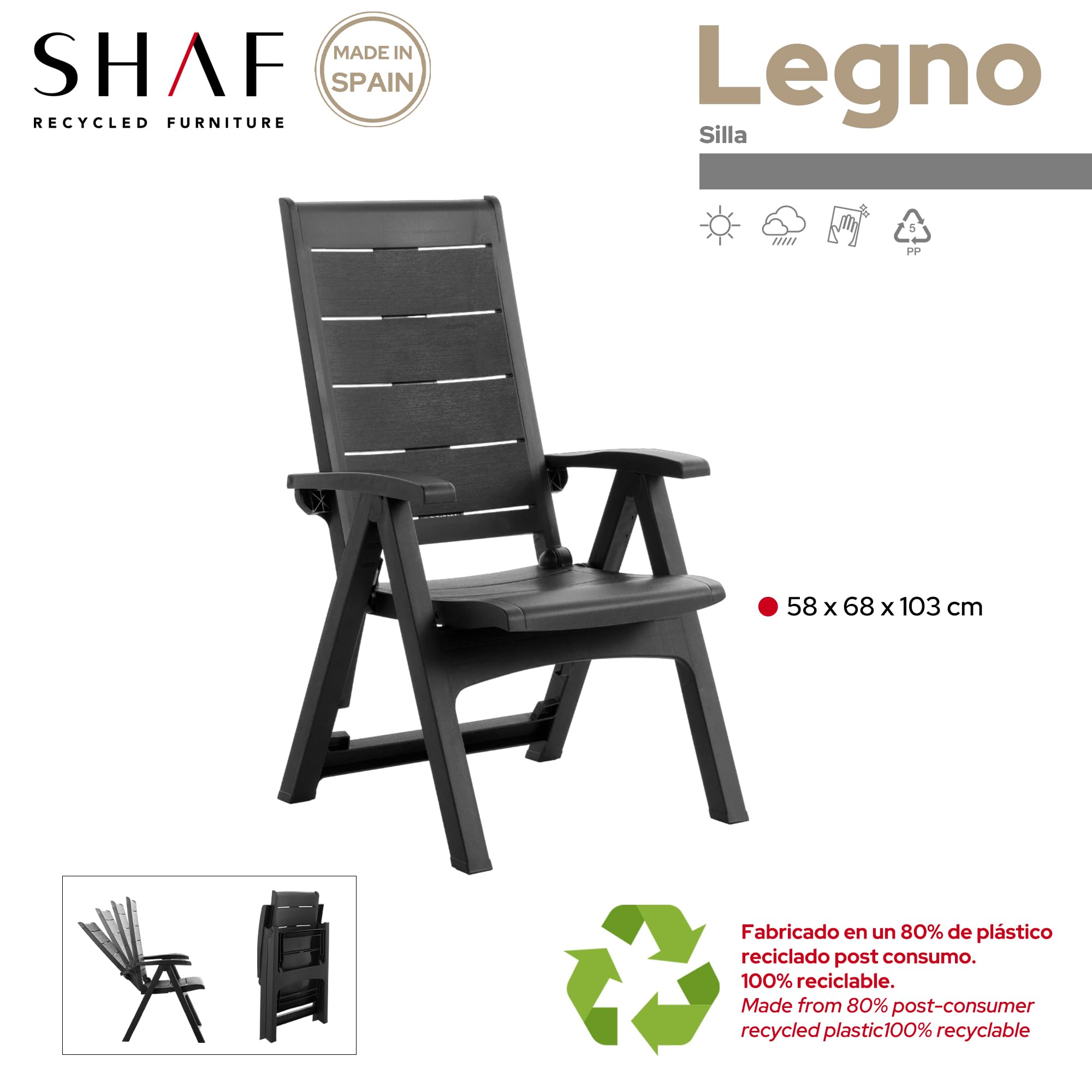 Legno anthrazitfarbener Multipositionssessel