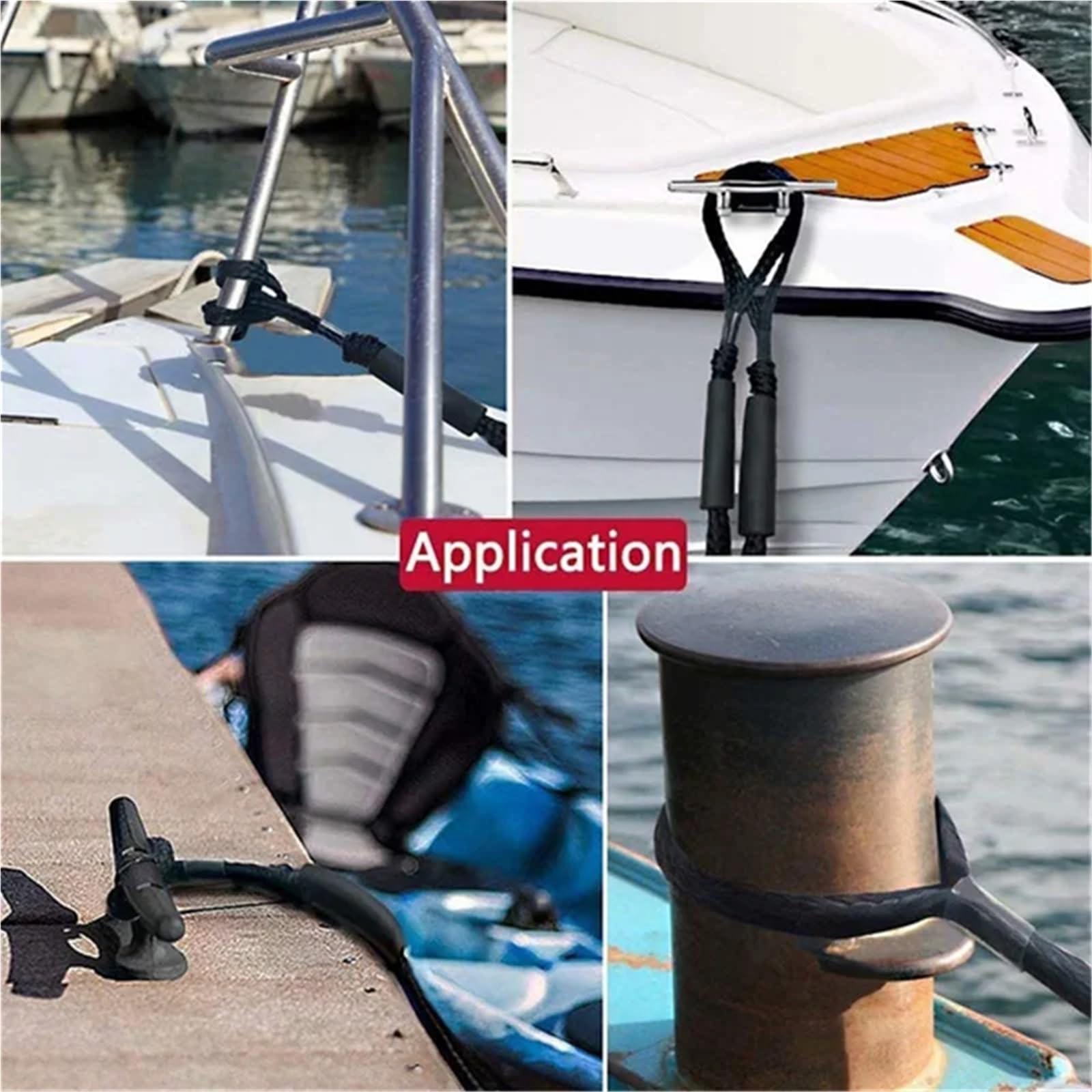 Ormeggio Corda 2 Pezzi Bungee Dock Mooring Ropes 4FT Elastico Bungee Docking Ropes Accessori for Kayak Cime di ormeggio per Barche(Blue)