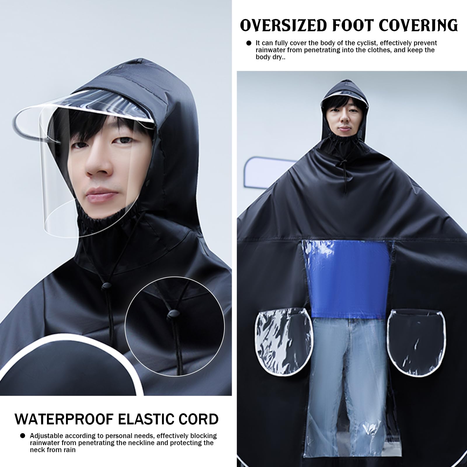 Ciclismo Impermeable Lluvia Poncho Bicicleta Bicicleta Ebike Lluvia Capas Oversize Con Capucha Al Aire Libre Impermeable Compacto Reutilizable para Adultos