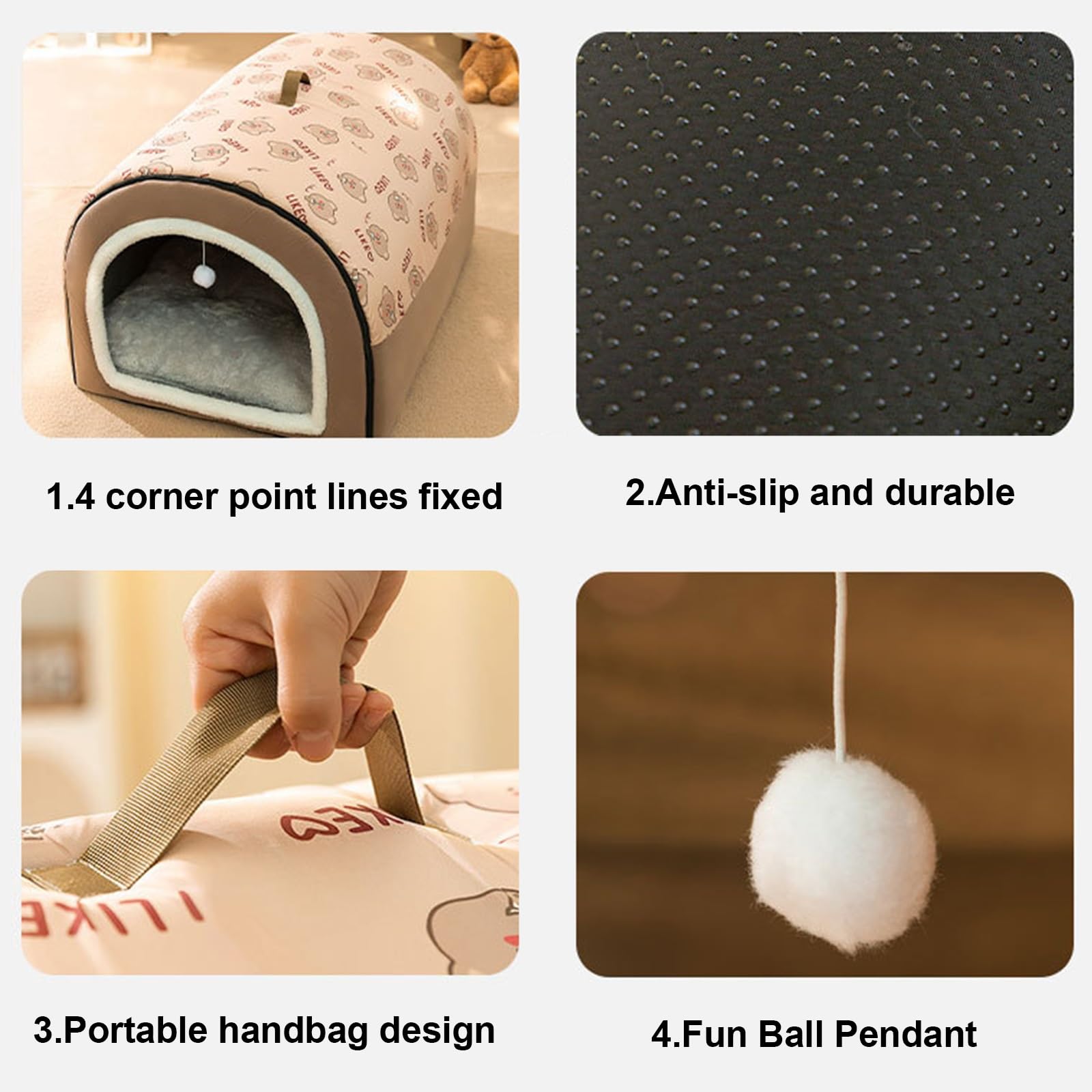Cuccia Igloo Cane con Cuscino Removibile, Cuccia Cane Chiusa 2 in 1 Calda e Accogliente, Casetta per Cani da Interno Antiscivolo in Peluche e Cotone PP per Gatti Cani Conigli(Gray,75 X 50 X 50 cm)