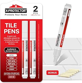 X-Protector Water Based Grout Marker - 2 PCS with 8 Tips, White