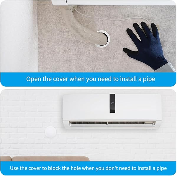BLPRKOT 2 Pezzi Copertura per Fori da Parete, Copri Buco Muro, Copri Foro Muro, Copertura Decorativa, Prese d'Aria Protettive, Materiale Plastico PP, Bianco, Per Condizionatore e Tubi(70 mm) - 5