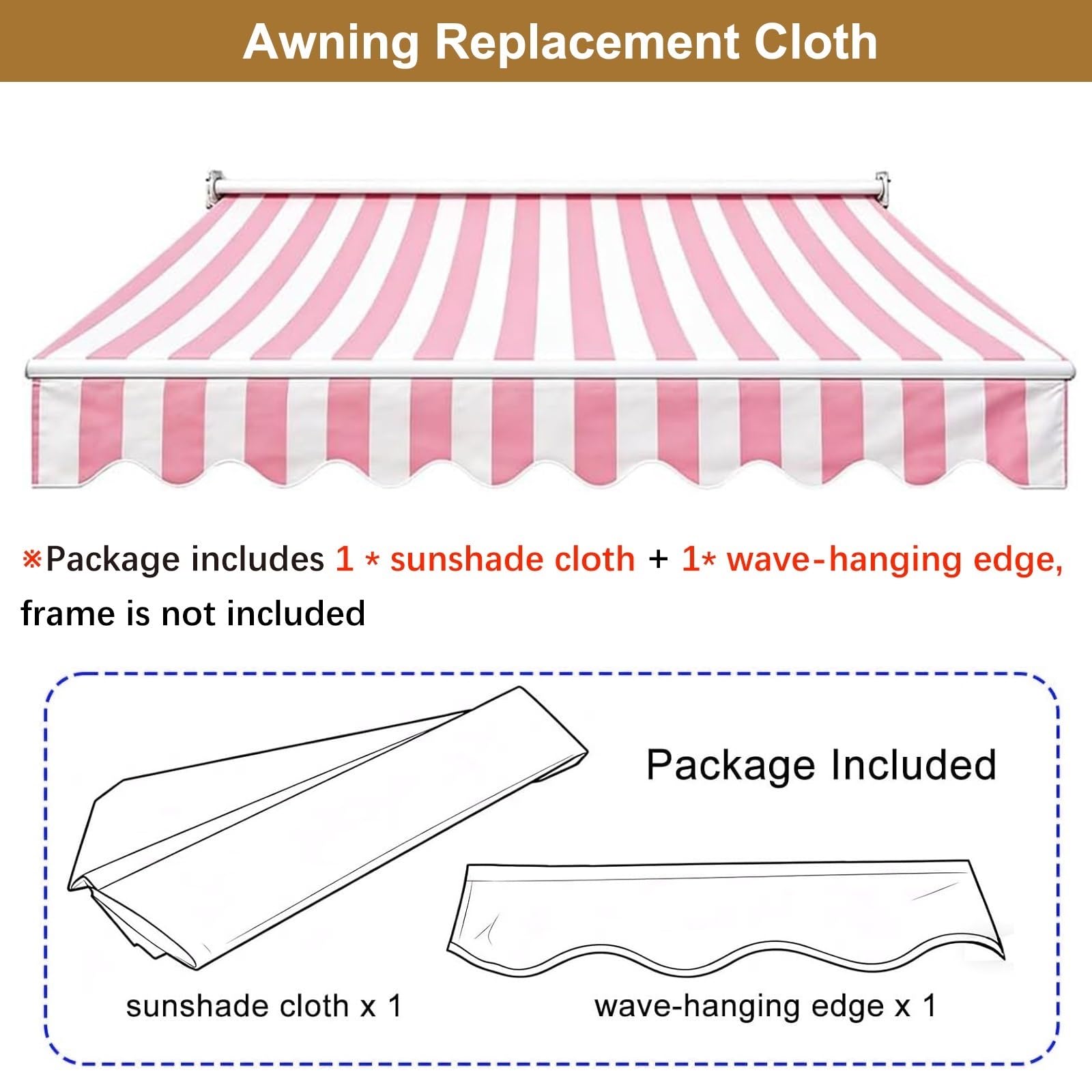 Tessuto di Ricambio per Tenda da Sole da Giardino con Retrattile Manuale, Tessuto di Ricambio per Tenda da Esterno, Telo di Ricambio per Tenda Parasole Retrattile