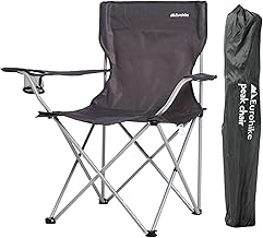 Eurohike Peak Folding Chair with Drinks Holder & Arm Rests for Adults & Kids, Lightweight, Portable, Compact, Ideal for Camping, Festivals, Picnics, Beach & Outdoor Events (Grey)