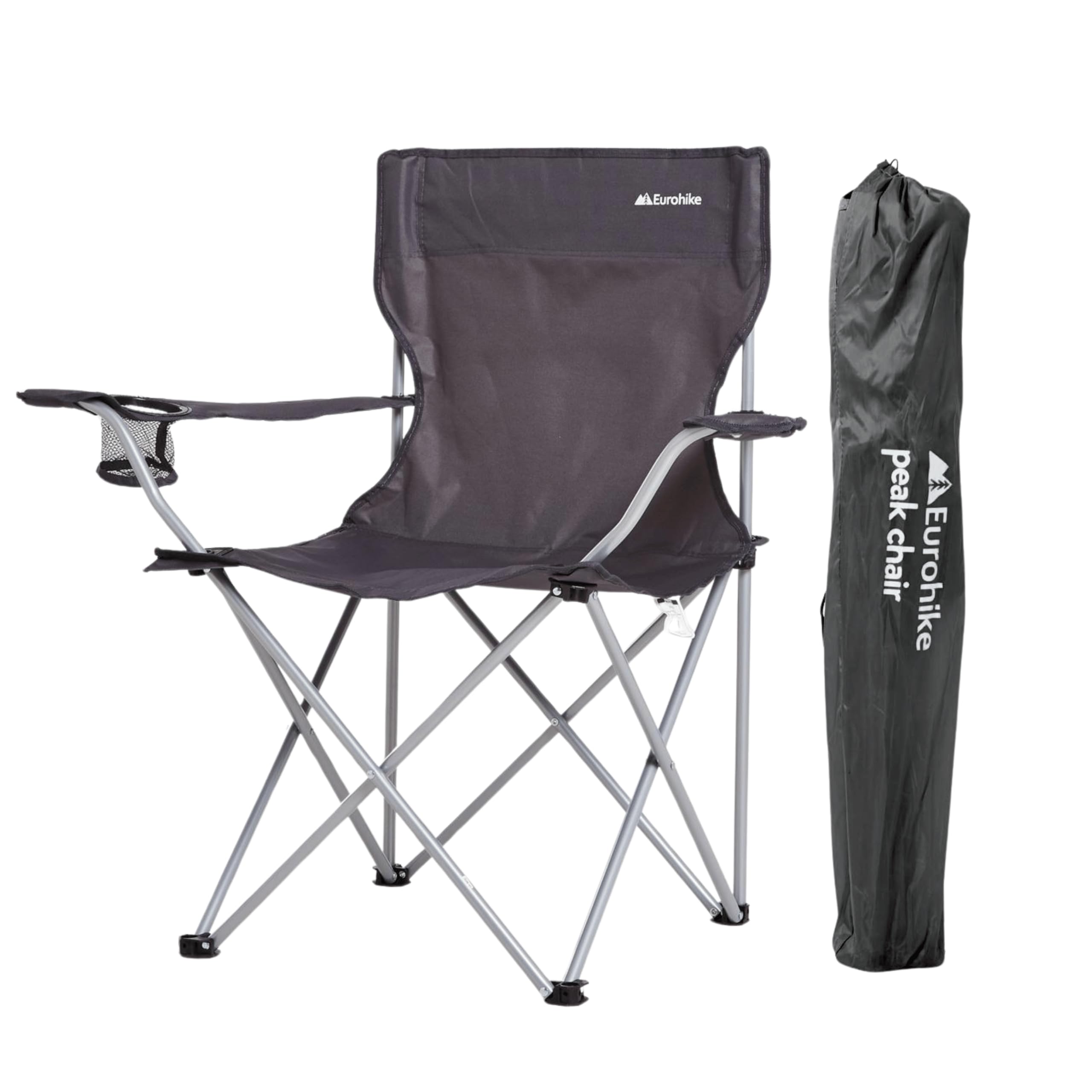 Eurohike Peak Folding Chair With Drinks Holder & Arm Rests For Adults & Kids, Lightweight, Portable, Compact, Ideal For Camping, Festivals, Picnics, Beach & Outdoor Events (Blue