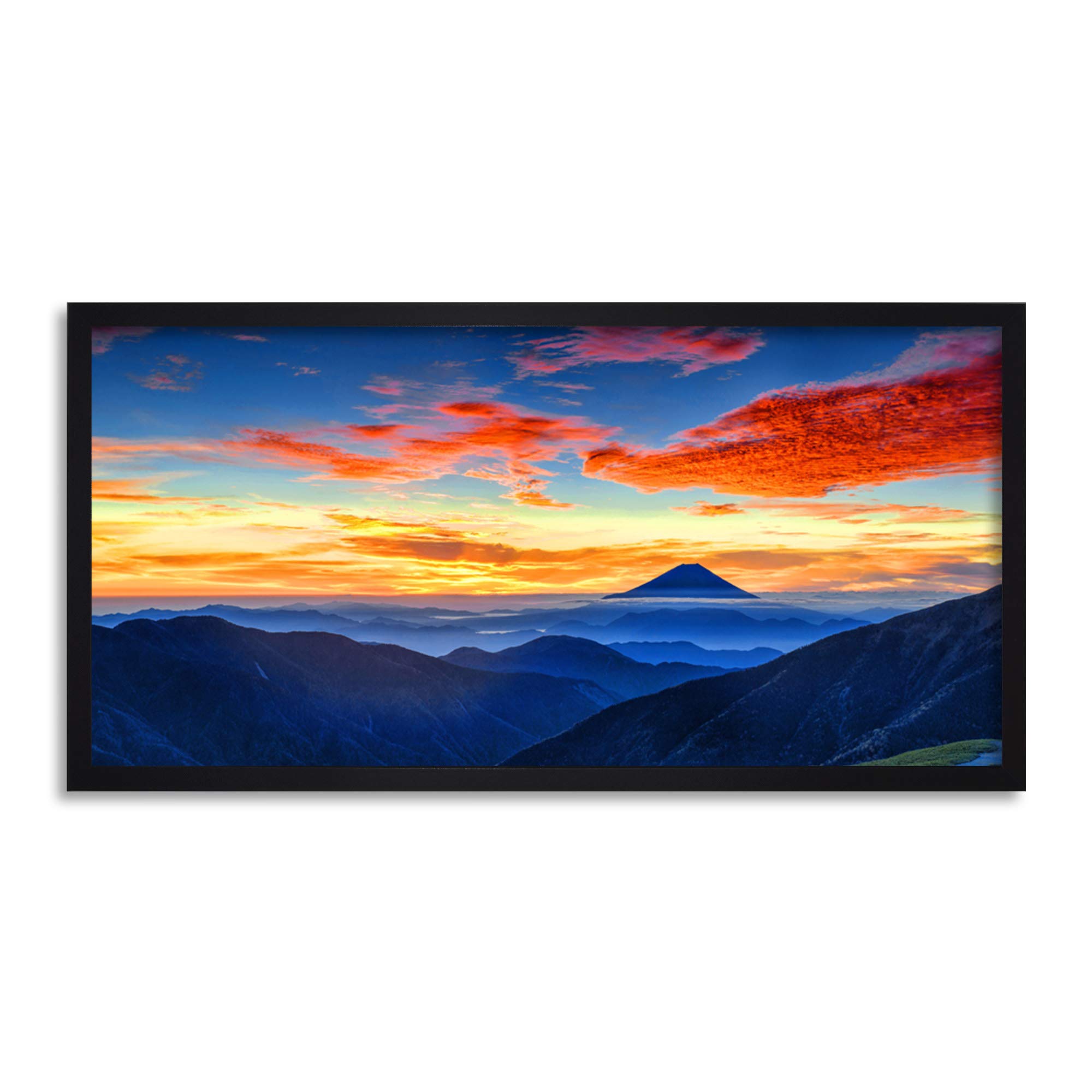 Wee Blue Coo Mount Fuji Sunset Japan Long Panel Framed Wall Art Print