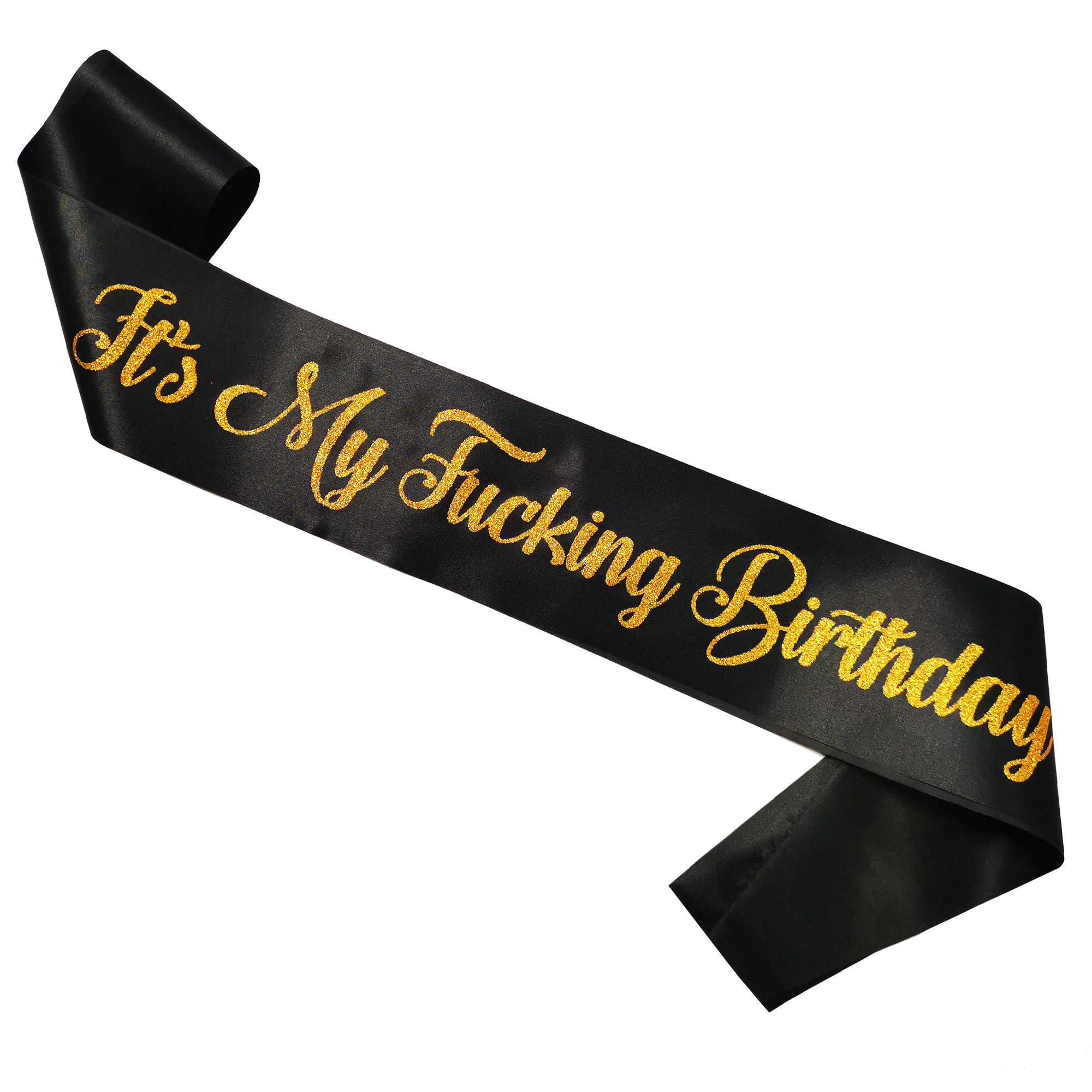 Lp Lifestyle Unisex Black, Gold Black With Gold Glitter ‘It’s My F***Ing Birthday’ Sash
