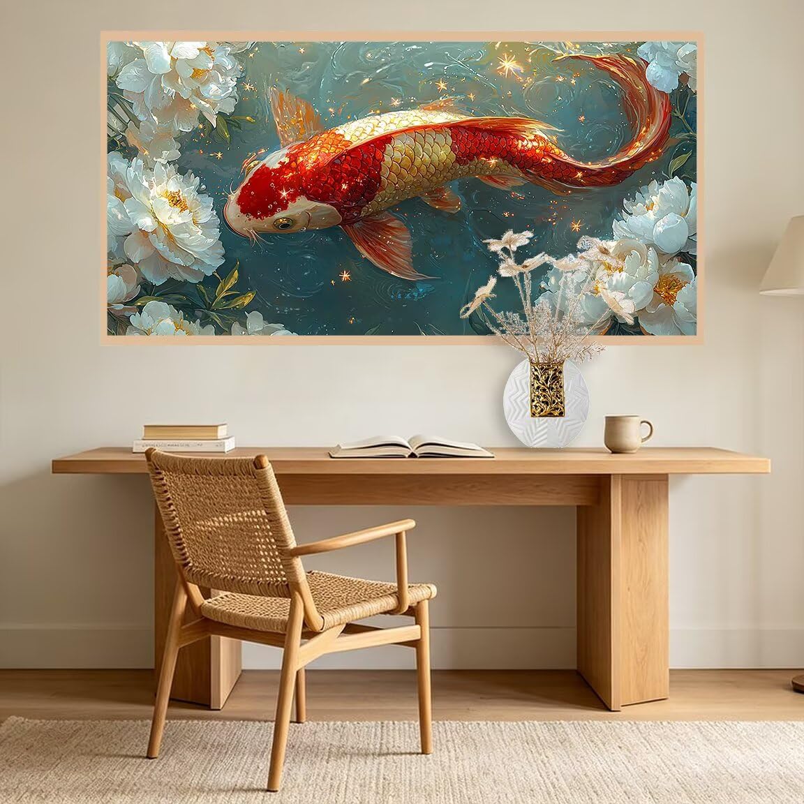 Diamond Painting Groß XXL 120x60cm, 5D Diamond Painting Koi Bilder -0423