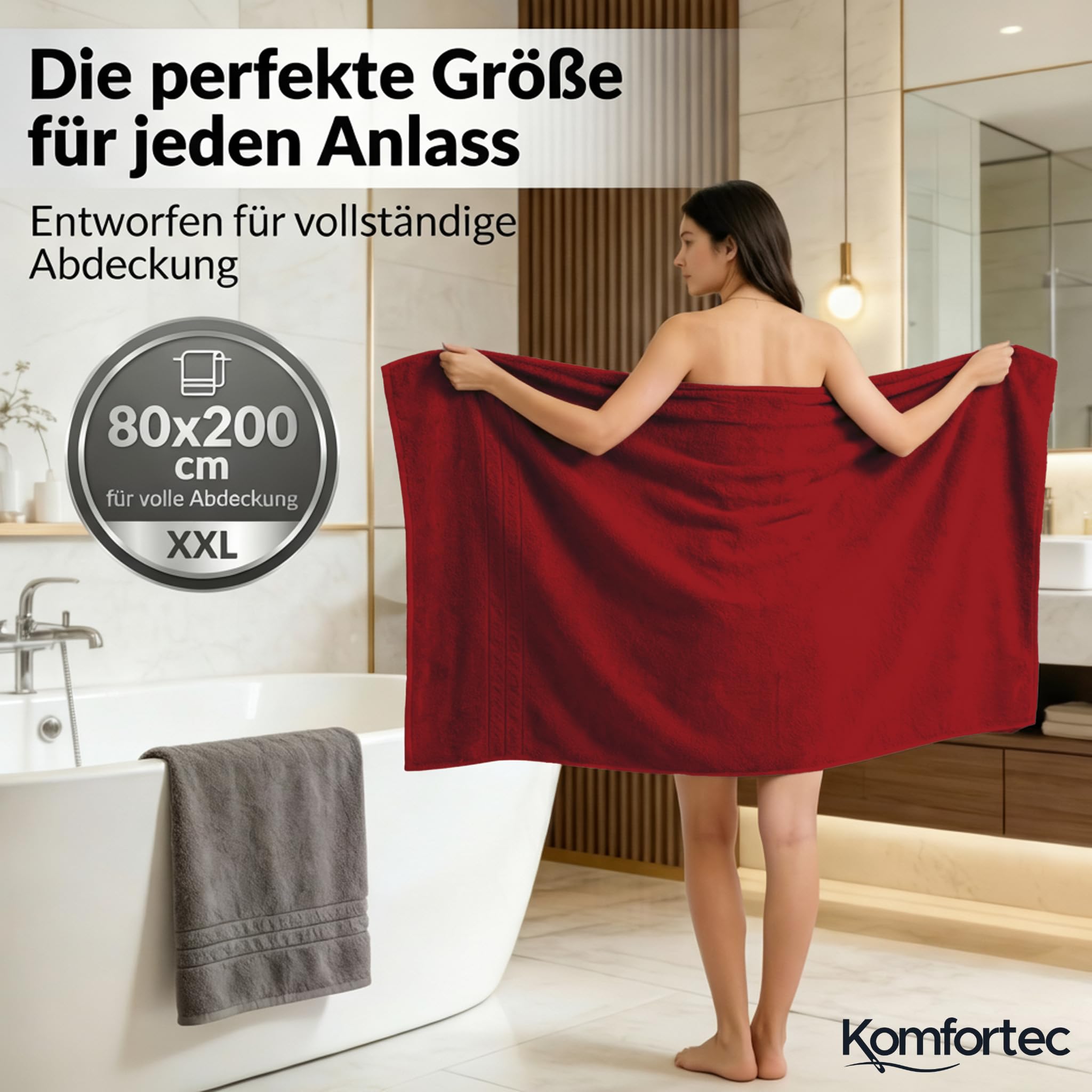 Komfortec 2er Saunahandtuch Set 80x200 cm – Bild 2