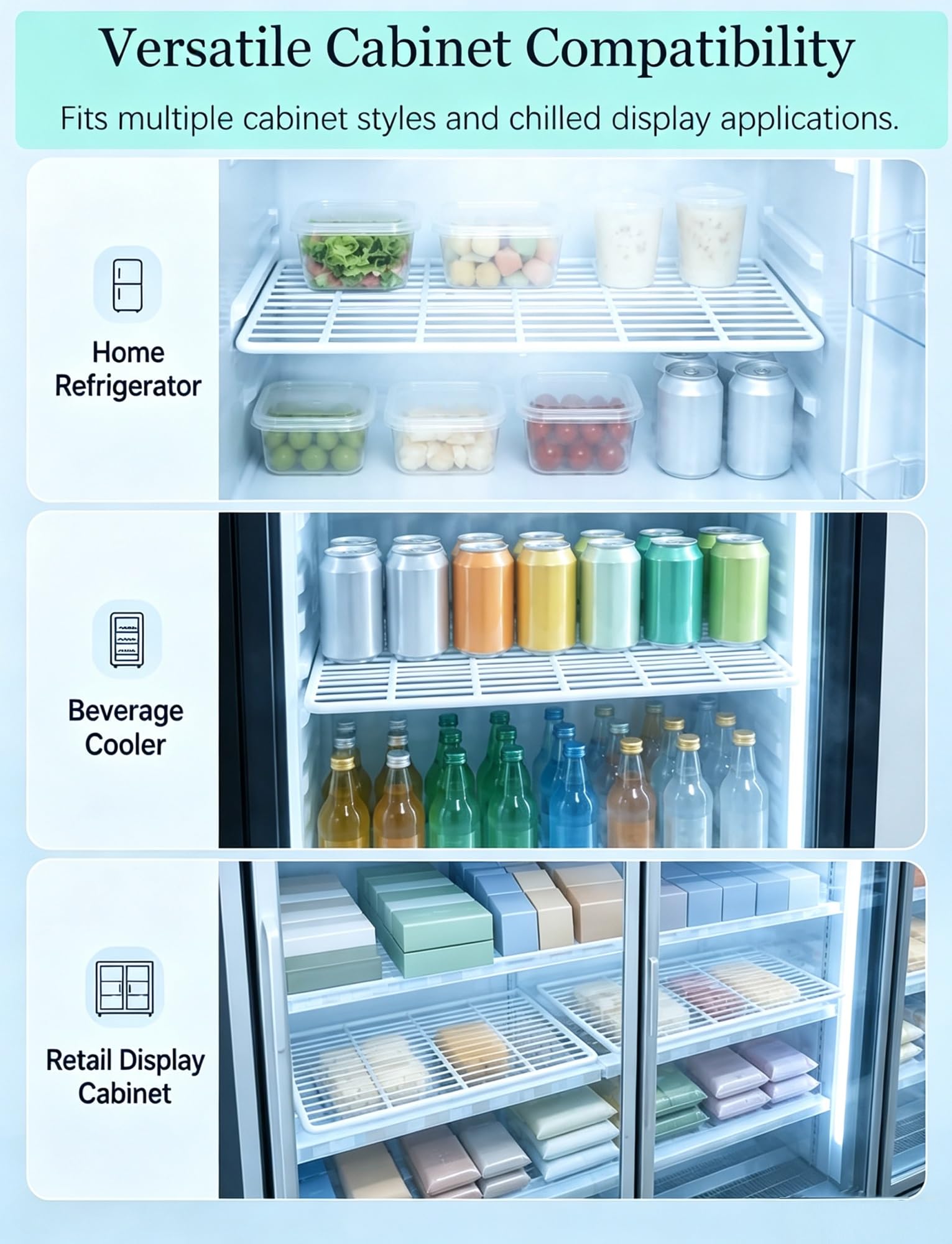 Griglia Frigorifero, Ripiano in Metallo for Frigo e Congelatore | Griglia Congelatore in Acciaio, Ripiano for Vetrina Refrigerata, Frigorifero e Banchi Frigo(60x55cm/23.6x21.7in)