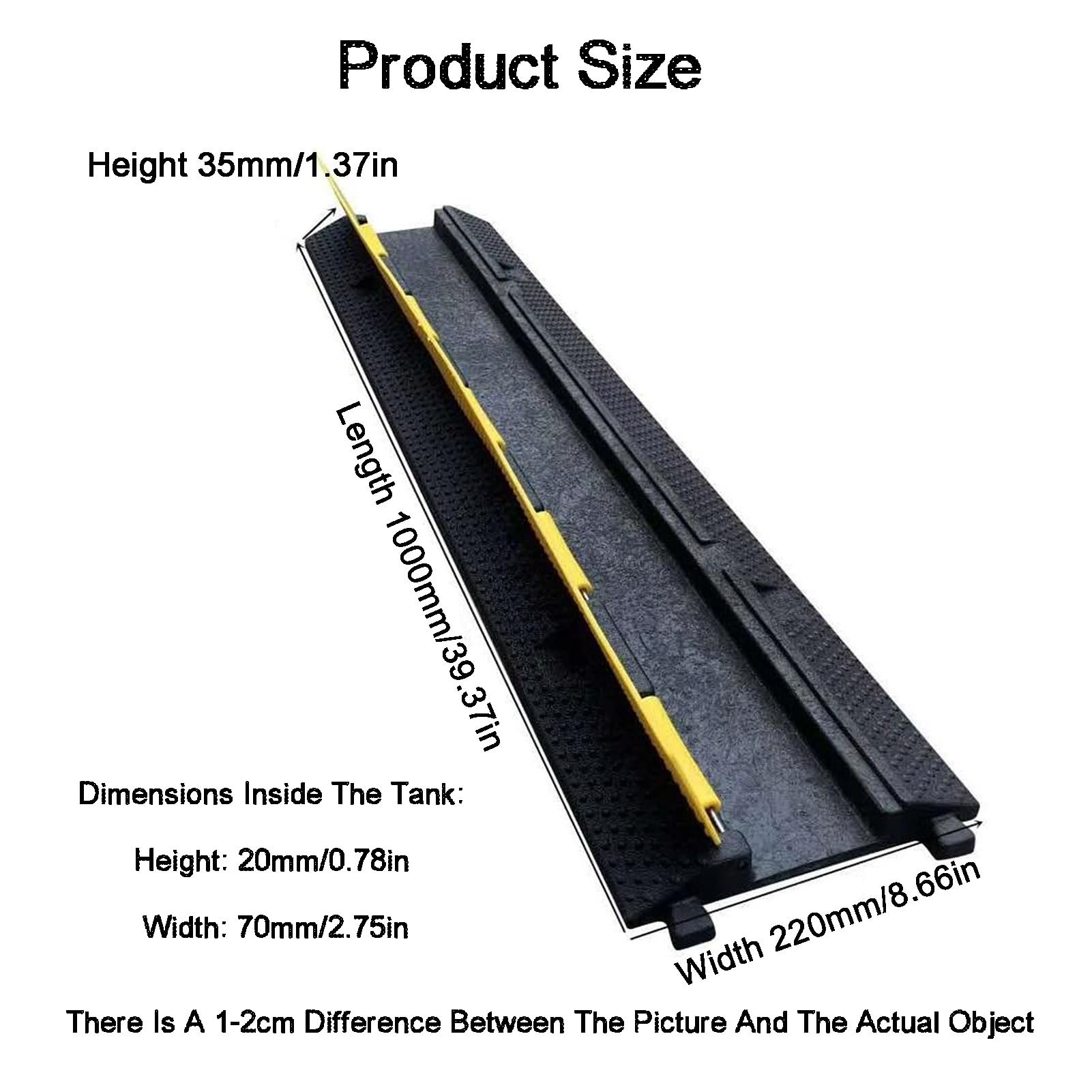 Ralentisseurs en Caoutchouc Robustes, Dos D'âne for La Sécurité, Combinables, Rampe De Protection De Câble d'une Capacité De 22000 LB(1000x220mm)