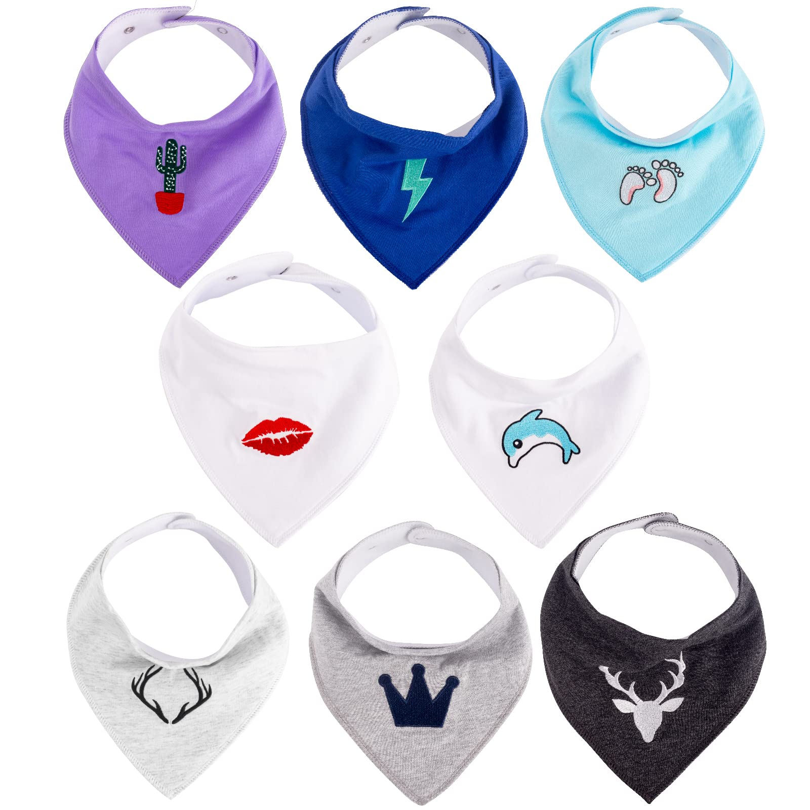 KOROTUS Baby Bibs 8 Pack Absorbent Baby Bandana Drool Bibs for Boys Girls, Drool Bibs for Teething and Drooling