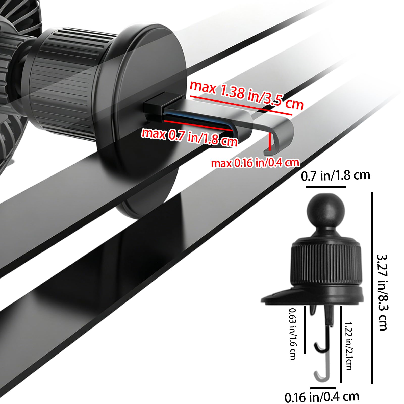 Ventilatore USB per auto con montaggio a gancio, ventola portatile per auto, 5 V/1 A, ventola di raffreddamento per auto, 3 velocità regolabili, girevole a 360°, clip di raffreddamento per la