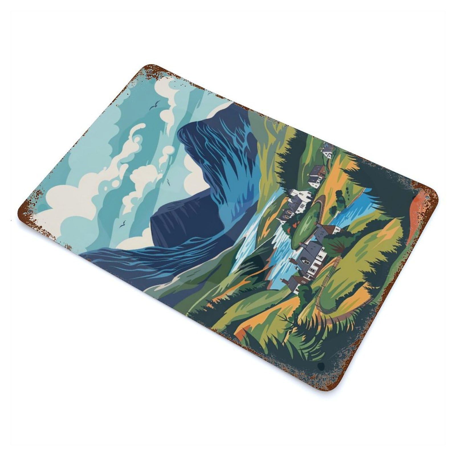 Scottish Highlands Rustic Tin Plaque 11.8"x7.9", Ideal for Shed, Workshop And Garage Wall Decor