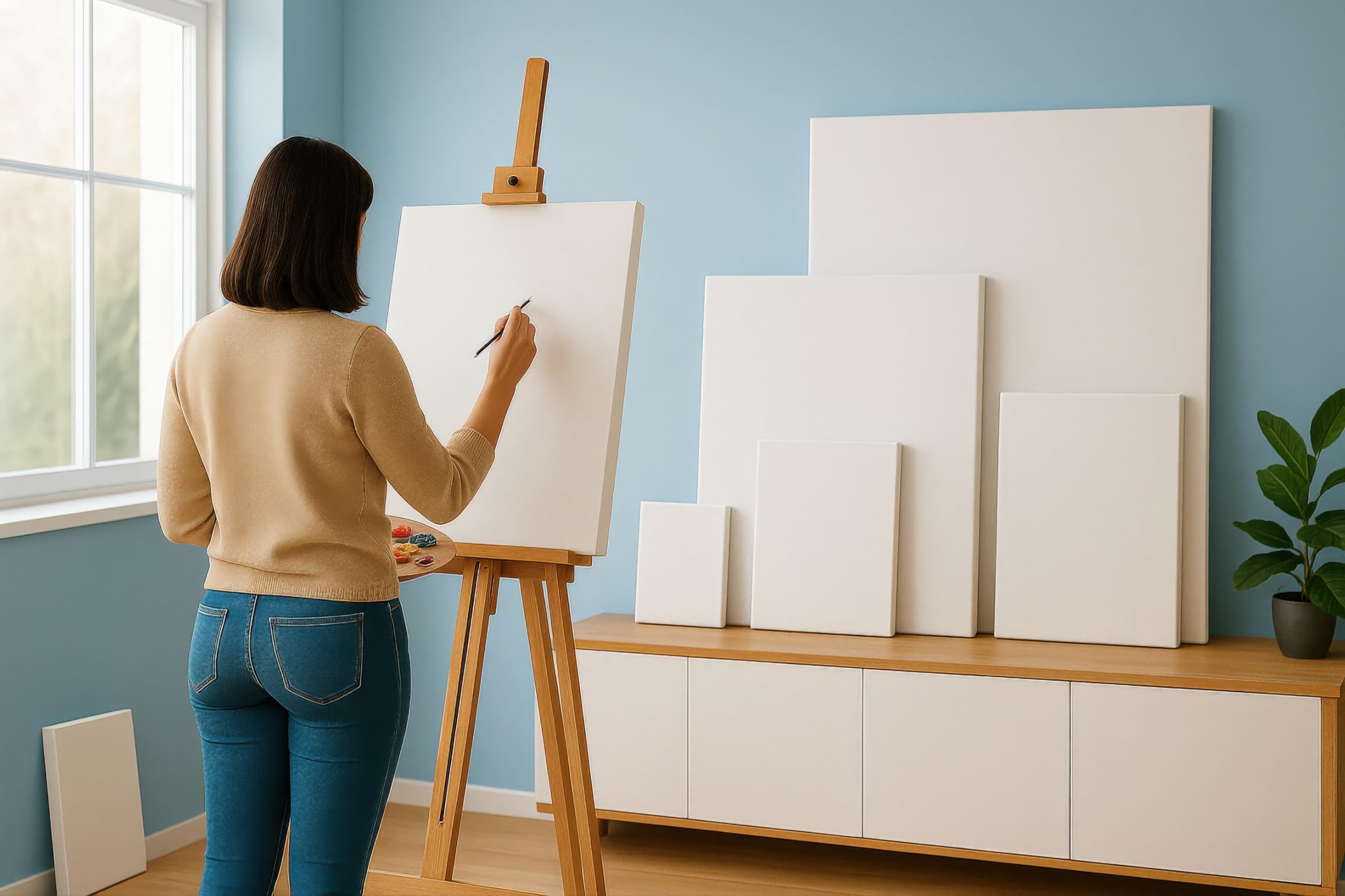 Tela de cuadro para pintores con bastidor 70x140 cm – Algodón 70% de 370g sobre bastidor de madera, perfecta para técnicas pictóricas y artísticas