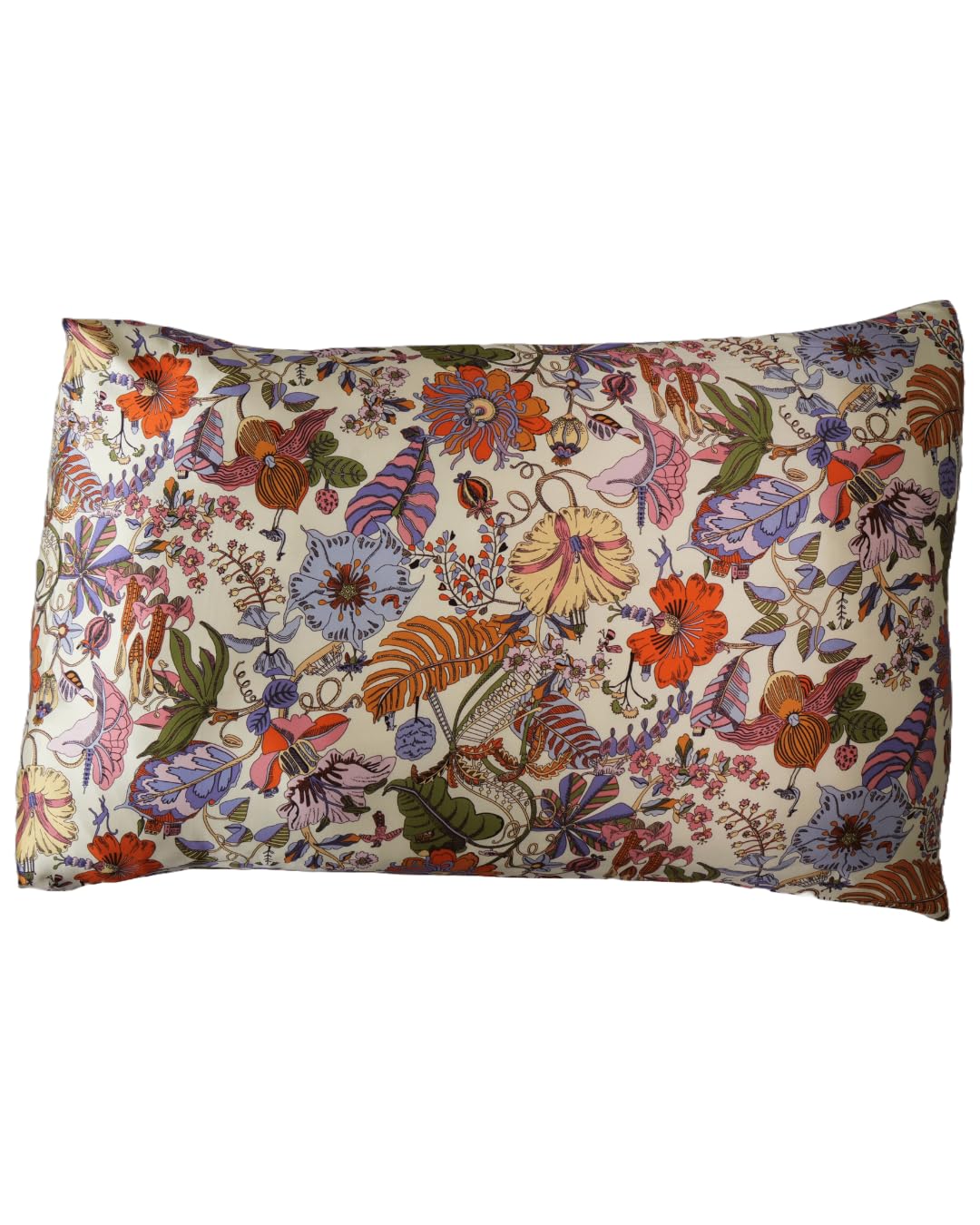 DAME essentials Mediterranean Summer Pillowcase without Border Mulberry Silk Pillowcase for Healthy Hair and Skin | 22 Momme Grade 6A Long Thread Queen Size, Hypoallergenic (50X70 cms)