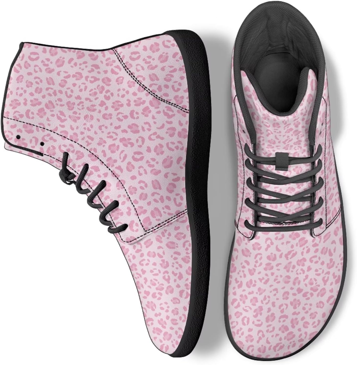 Binienty Women's Men's Print High Top Wide Toe Box Minimalist Barefoot Shoes Lace Up Trail Running Sneakers
