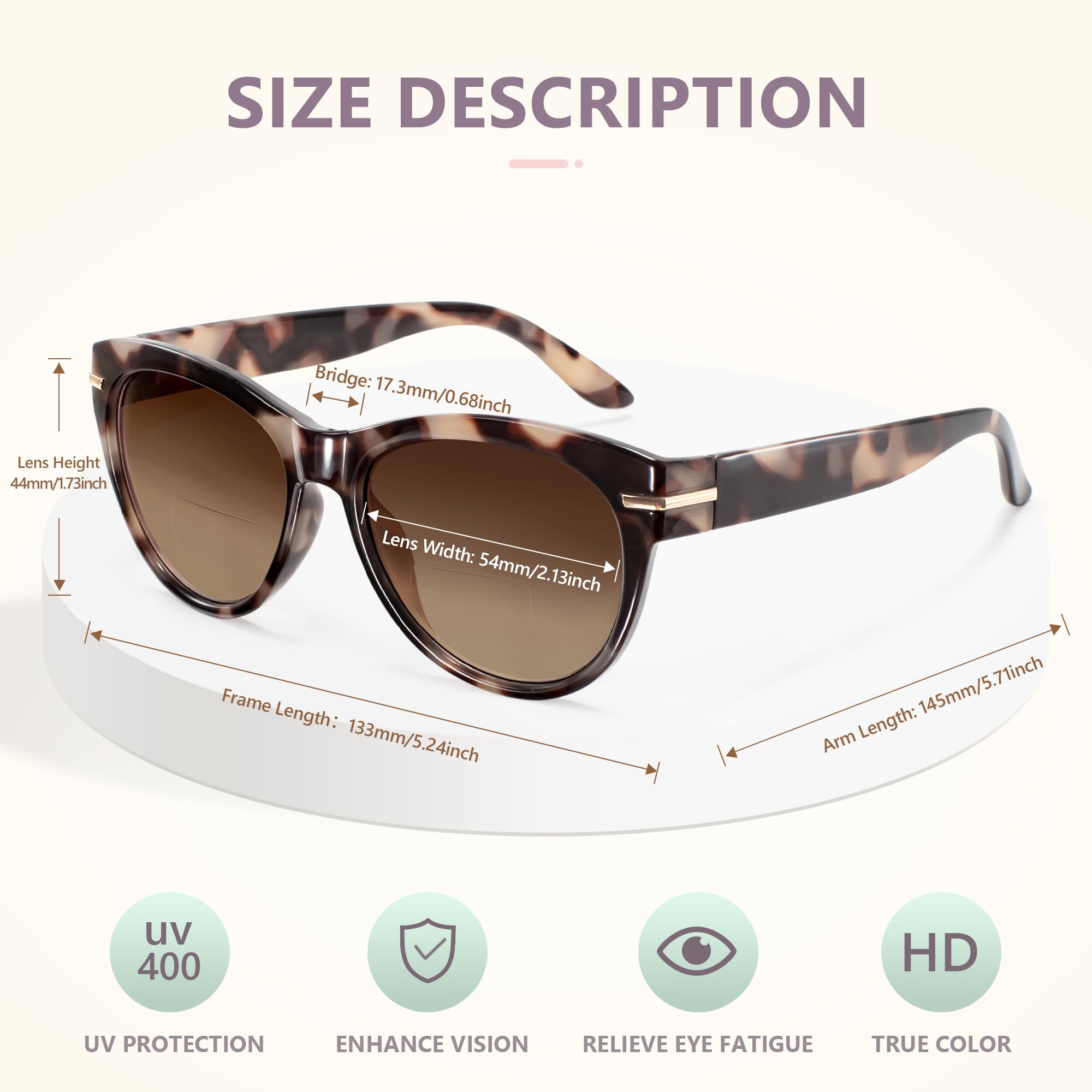 EASY READ Bifokale Lesebrille für Damen, trendige Sonnenbrille, Lesegeräte, UV400-Schutz, 2 Stück