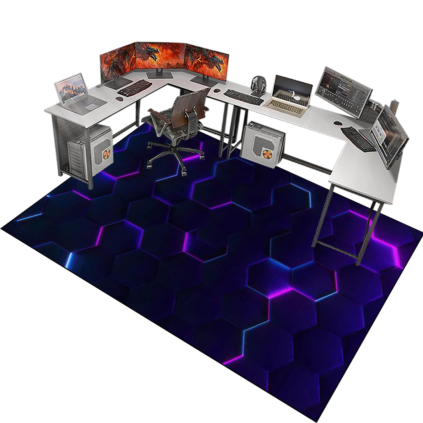 Fzamudng Office Chair Mats for Carpeted Floor, Carpet Protector Chair Mat, Gaming Chair Mat for Hardwood Floors Carpet Wooden Floors Non-slip Floor Protector, Desk Chair Mat for Carpet 180 x 200 cm