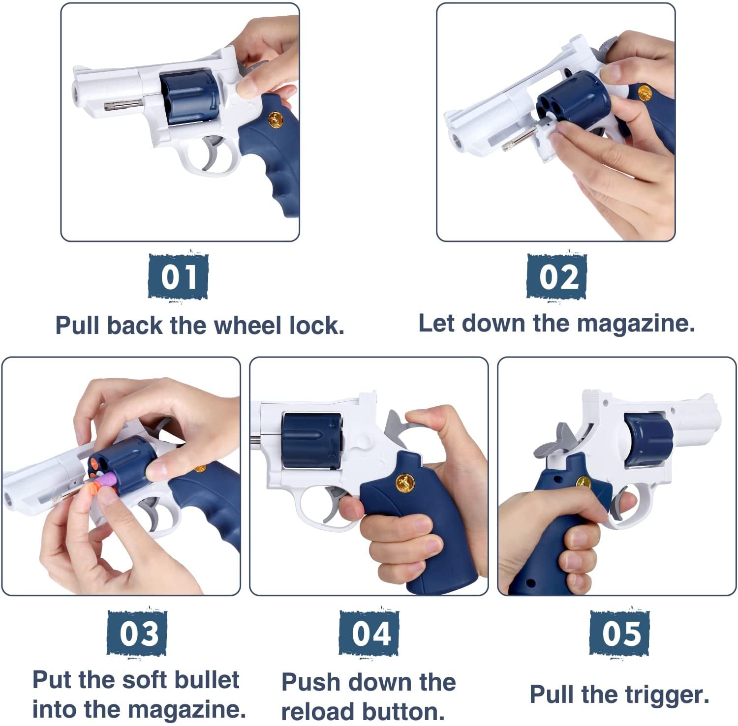 Buy B&K Electric Motorized Toy Revolver Foam Shooting Gun, Soft Foam