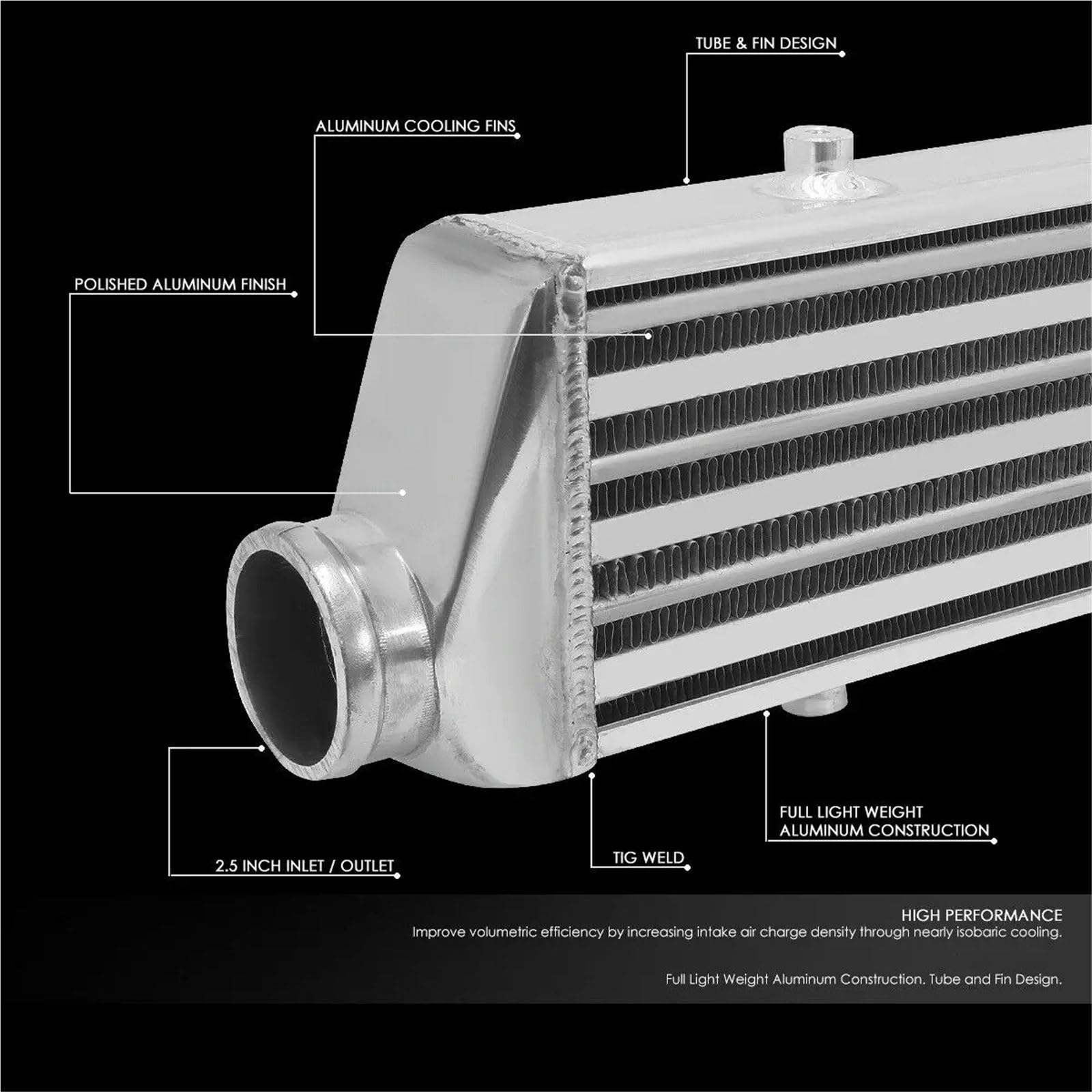 Intercoolers 18" X 6" X 2" / 140 X 330 X 50 MM FMIC INTERCOOLER TURBO UNIVERSAL DE ALUMINIO 56 Mm/ 2.25" ENTRADA/SALIDA
