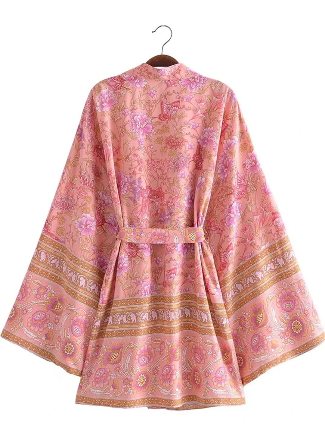 Disimlarl Kimono da donna con stampa floreale, stile bohémien, con maniche a pipistrello, copricostume da spiaggia