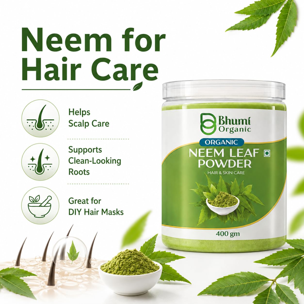 Neem Leaf Powder for Hair and Skin Care, 400 gm — Amazon image 3