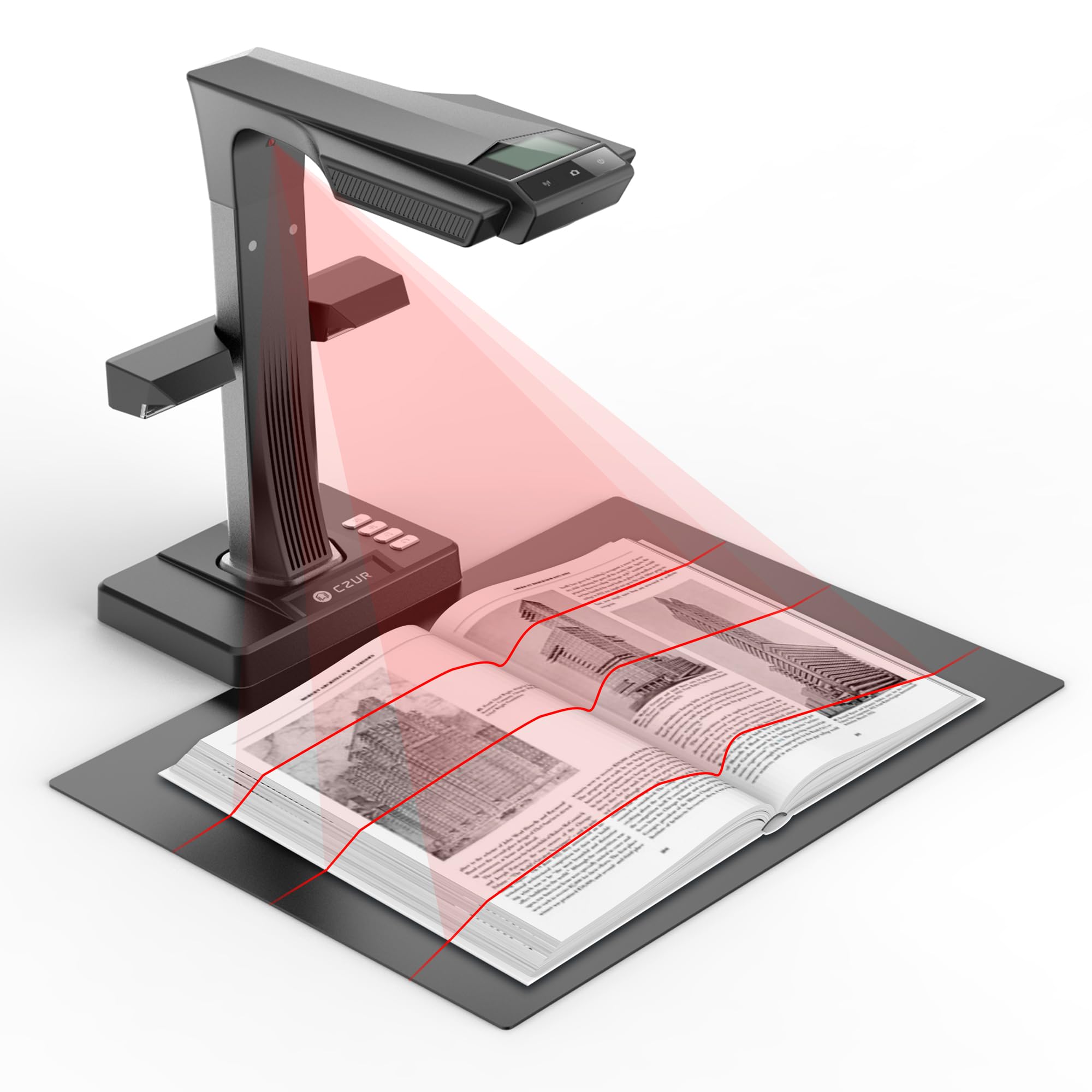 CZUR ET24 Pro A3 Buchscanner 24MP Scanner mit HDMI, A3 Scanner mit Laser Verflachungstechnologie, OCR 180+Sprache, Dokumentenscanner Visualizer für Windows, macOS und Linux