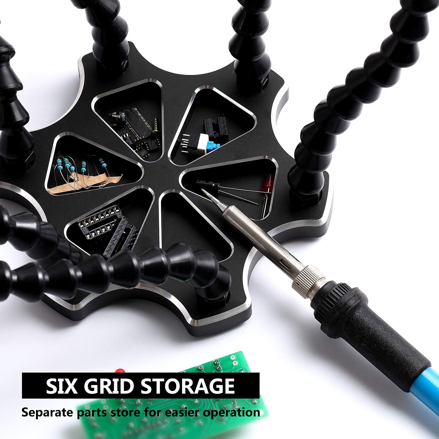 Uр Tо 60% оƒƒ Soldering Helping Hands Third Hand and Vise with 6 Flexible Arms, 3X Magnifying Lamp,Stable Metal Base for Electronics Repair,Modeling,Hobby and Craft,Jewelry Making… Bеѕt Prоmо Soldering Helping Hands Third Hand and Vise with 6 Flexible Arms, 3X Magnifying Lamp,Stable Metal Base for Electronics Repair,Modeling,Hobby and Craft,Jewelry Making…