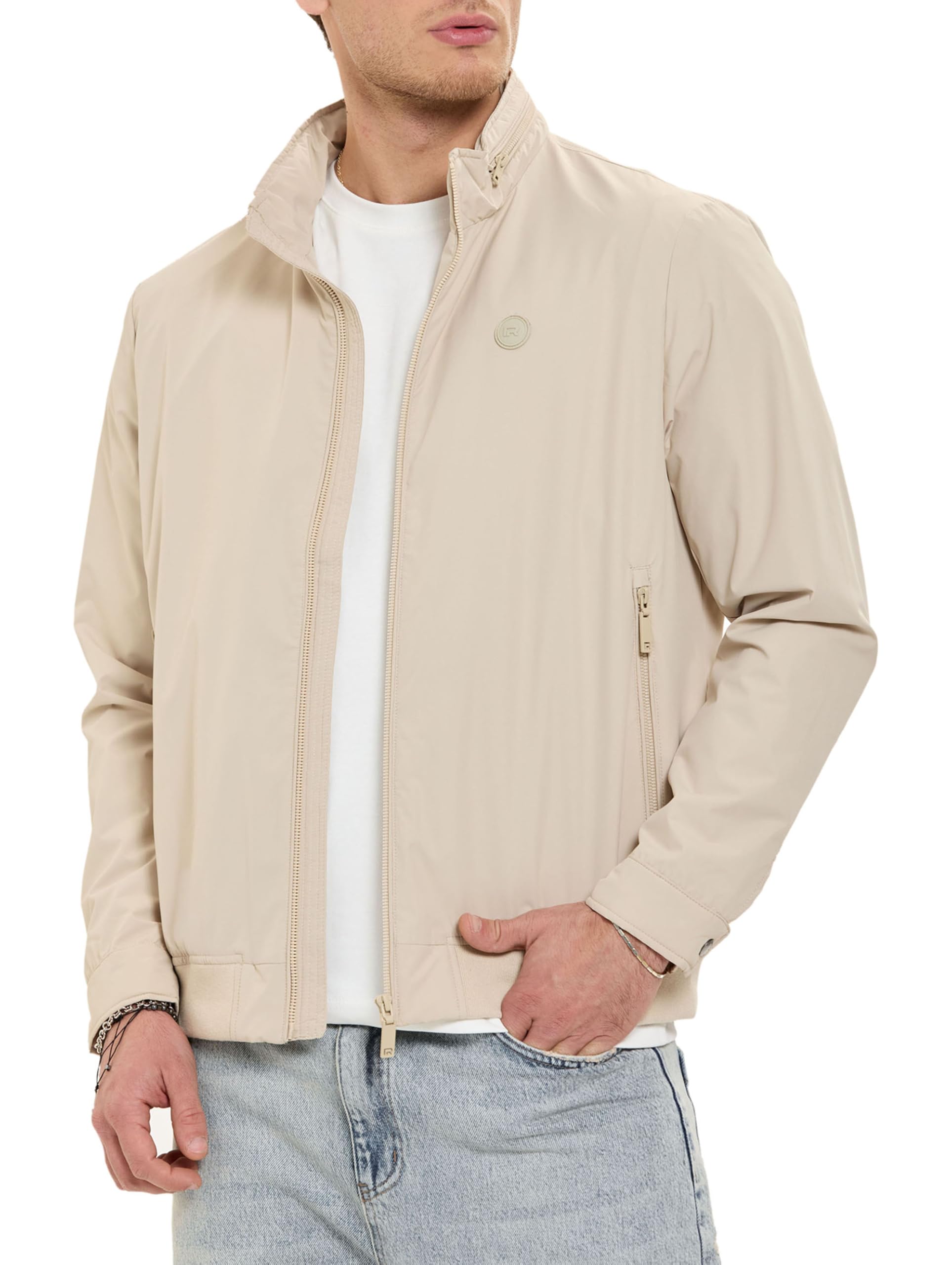 Redbridge Giacca da mezza stagione, leggera, con cappuccio nascosto nel colletto alto, casual, per la primavera e l'autunno